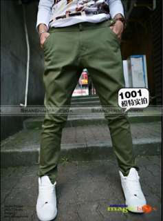  Casual Harem Slim Fit Trousers Pants Army Green Black New 043  