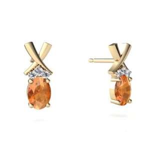  14K Yellow Gold Oval Fire Opal Earrings Jewelry