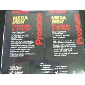 GNC Mega Men Prostate & Virility Multivitamin Two 90 Caplets Bottles