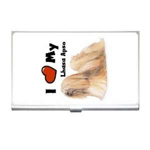  I Love My Lhasa Apso Business Card Holder Case Office 