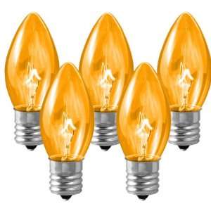 25 Bulbs C7   Amber Transparent   Triple Dipped   5 Watt   Candelabra 