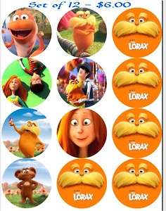 Dr. Suess   The Lorax   Edible Photo Cup Cake Toppers   12 per set   $ 