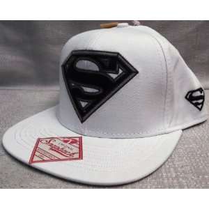 DC Comics SUPERMAN LOGO Embroidered Snapback Flatbill White Baseball 