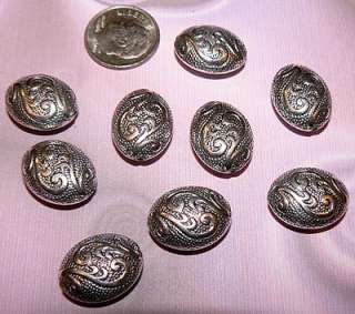 Bali Bead Sterling Silver Ornate Stamped Oval 14mm [1] #B1754  