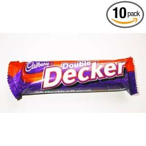 10   Pack of Cadburys Double Decker Milk Chocolate BAR with a Soft 60g 