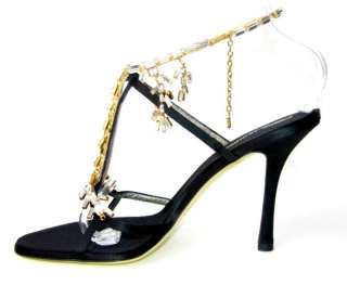 NEW DSQUARED SHOES SANDALS SWAROVSKI CRYSTALS & GOLD CHAIN 9 39  