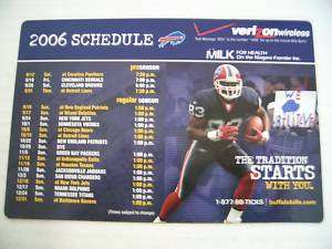 2006 NFL Buffalo Bills Football Magnet Schedule  