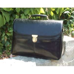  Black Calfskin Leather Legal Size Briefcase