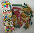 Vintage 1957 MAGIC WOOD Building Set by Gem Color Company Set #1 Press 