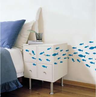PS#78 Blue Fish, DIY Mural Removable Decor Wall Sticker  