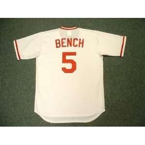 JOHNNY BENCH Cincinnati Reds 1975 Majestic Cooperstown Throwback Home 