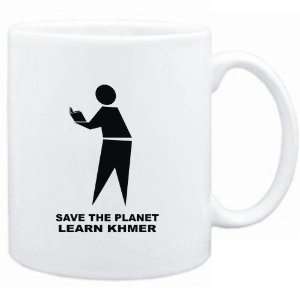   Mug White  save the planet learn Khmer  Languages