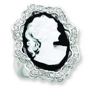  Sterling Silver Cz Cameo Ring, Size 8 Jewelry