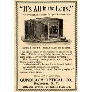  1900 Ad Gundlach Optical Rochester Camera Lens Korona 