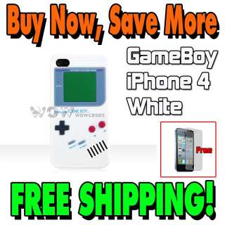 White Silicone Case Cover for Apple iPhone 4G GameBoy + Film Screen 