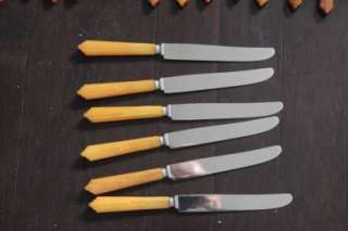 VTG Butterscotch Bakelite Flatware Silverware, Spoons, Knives, Forks 