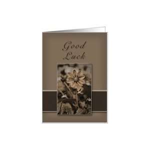  Good Luck Sepia Flower on Tan and Brown Card Health 