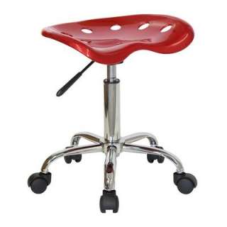 Vibrant violet tractor seat and chrome stool on wheels  