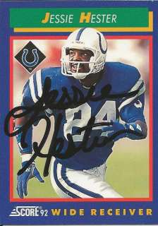 Jessie Hester 1992 Score Autograph #73 Colts  