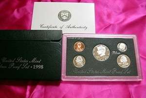 1998 US Mint SILVER Proof Set W/ Original Box + COA   GENUINE US MINT 