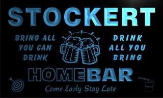 STOCKERT Family Name Home Bar Beer Mug Cheers Neon Light Sign  