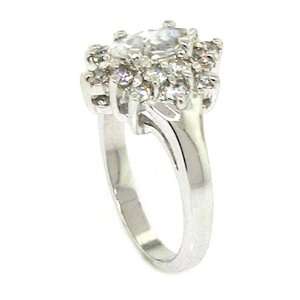  Classic Flower Promise Ring w/Marquise White CZ, 5 Alljoy 