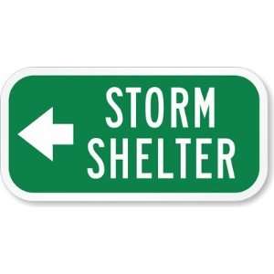 Storm Shelter (with Left Arrow) Diamond Grade Sign, 12 x 6