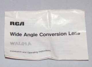 RCA WAL01A Wide Angle Conversion Lens & Stepping Rings  