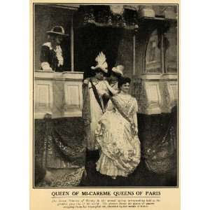  1908 Print Princess Queen Mi Careme Paris Carnival Lent 