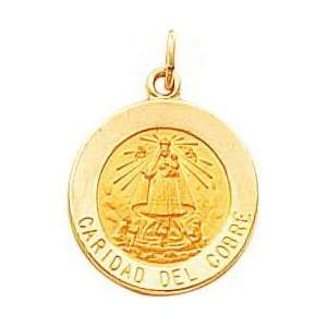  14K Gold Caridad Del Cobre Medal Charm Jewelry