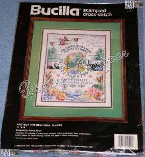 Bucilla PROTECT THE BEAUTIFUL PLACES Sampler Stamped Cross Stitch Kit 