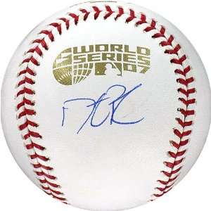 Dustin Pedroia Autographed 2007 World Series Baseball   Model 