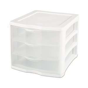  Sterilite 1791 Clearview Countertop Three Drawer Unit 