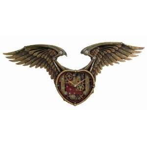  Steampunk Winged Heart Clock Statue Cold Cast Resin 