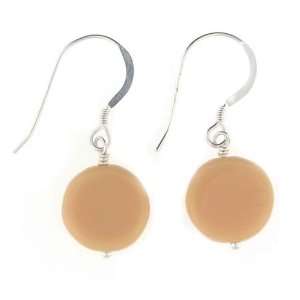  Anna Perrone Peach Flat Round Glass Bead Earrings Finished 