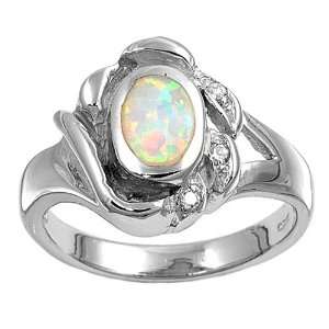 Sterling Silver Lab Opal Ring   3mm Band Width   14mm Face 