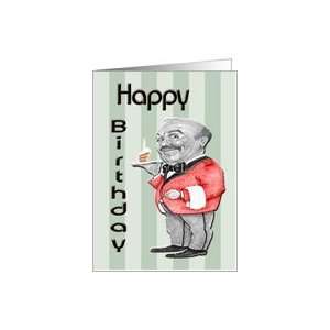  Happy Birthday Greeting Card, with Cute Cartoon Waiter 