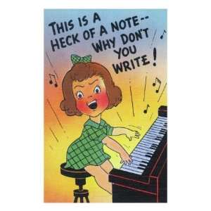 Comic Cartoon   Little Girl Playing Piano; Heck of a Note, Why Dont 