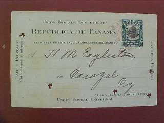 CANAL ZONE RPO RMS ANCON CRISTOBAL 1911 POSTAL CARD  