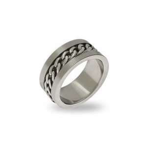  Engravable Mens Stainless Steel Chain Link Ring Jewelry