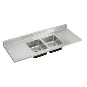 Elkay D72344 Lustertone 72 Work Top Double Bowl 4 Hole Stainless Stee