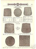 1919 ANTIQUE CANED FIBRE CHAIR SEAT Catalog Ad  