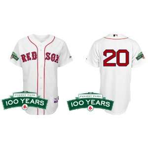   WHITE Cool Base BASEBALL Jersey w/Fenway Park 100th Anniversary Patch