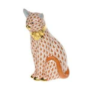  Herend Cat with Bow Rust Fishnet
