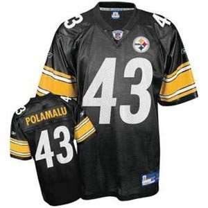  Troy Polamalu Reebok Steelers Black Replica Jersey   Size 