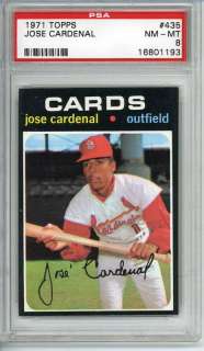 1971 Topps # 435 Jose Cardenal Cardinals PSA 8  