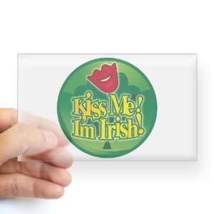  Sticker Clear (Rectangle) Kiss Me Im Irish Clover 