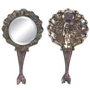  Art Nouveau Celestia Hand Mirror   Cold Cast Resin   11.75 