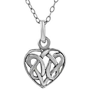  Sterling Silver Heart shaped Celtic Knot Necklace Jewelry