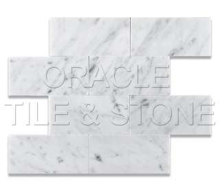 Carrara White Marble Honed Brick Mosaic Tile  